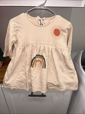Siaomimi Cream Tunic Top with Sun and Rainbow